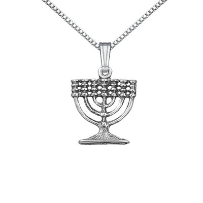 Jewels Obsession Silver Menorah Necklace Rhodium-plated 925 Silver Menorah Pendant with 18 Necklace 