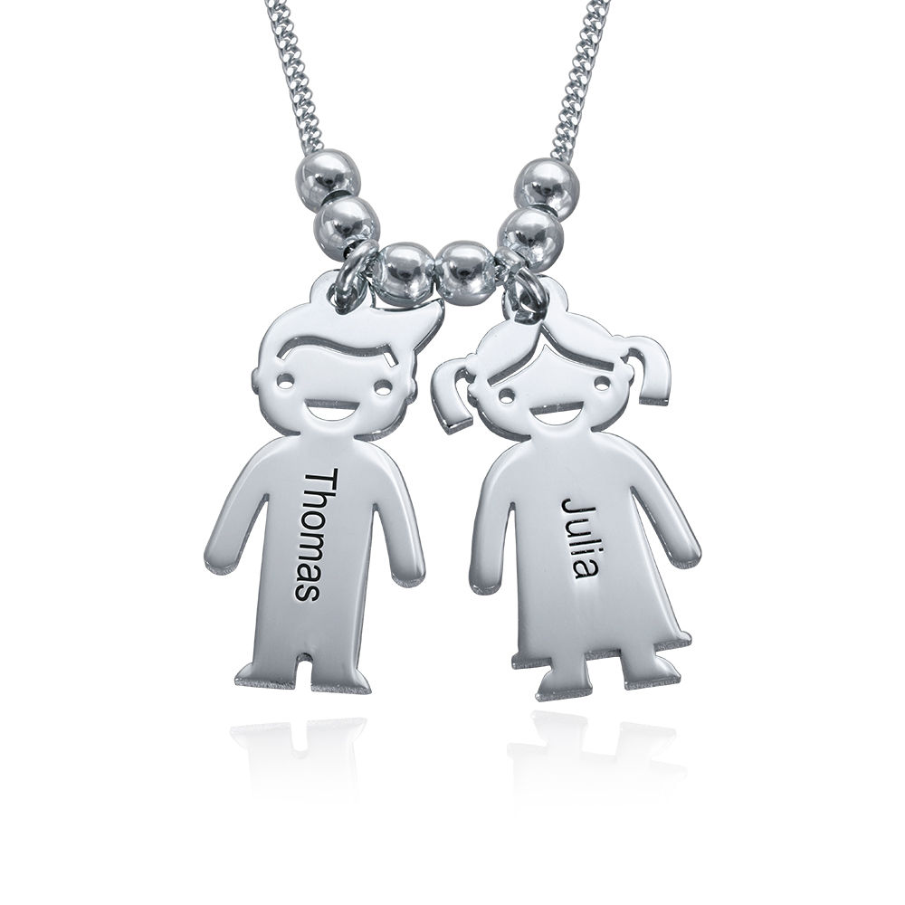 Wenhihi 925 Sterling Silver Personalized Child Charm Name Necklace up to 5 Children Free Engrave Any Custom Name in Jewelry Gift for Mother/Lover/Children 